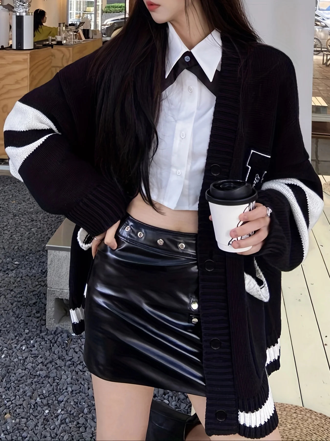 Sweet College Style Letter Embroidery V-Neck Vintage Preppy Cardigan Sweater WomenS Loose Long-Sleeved Coat 240812