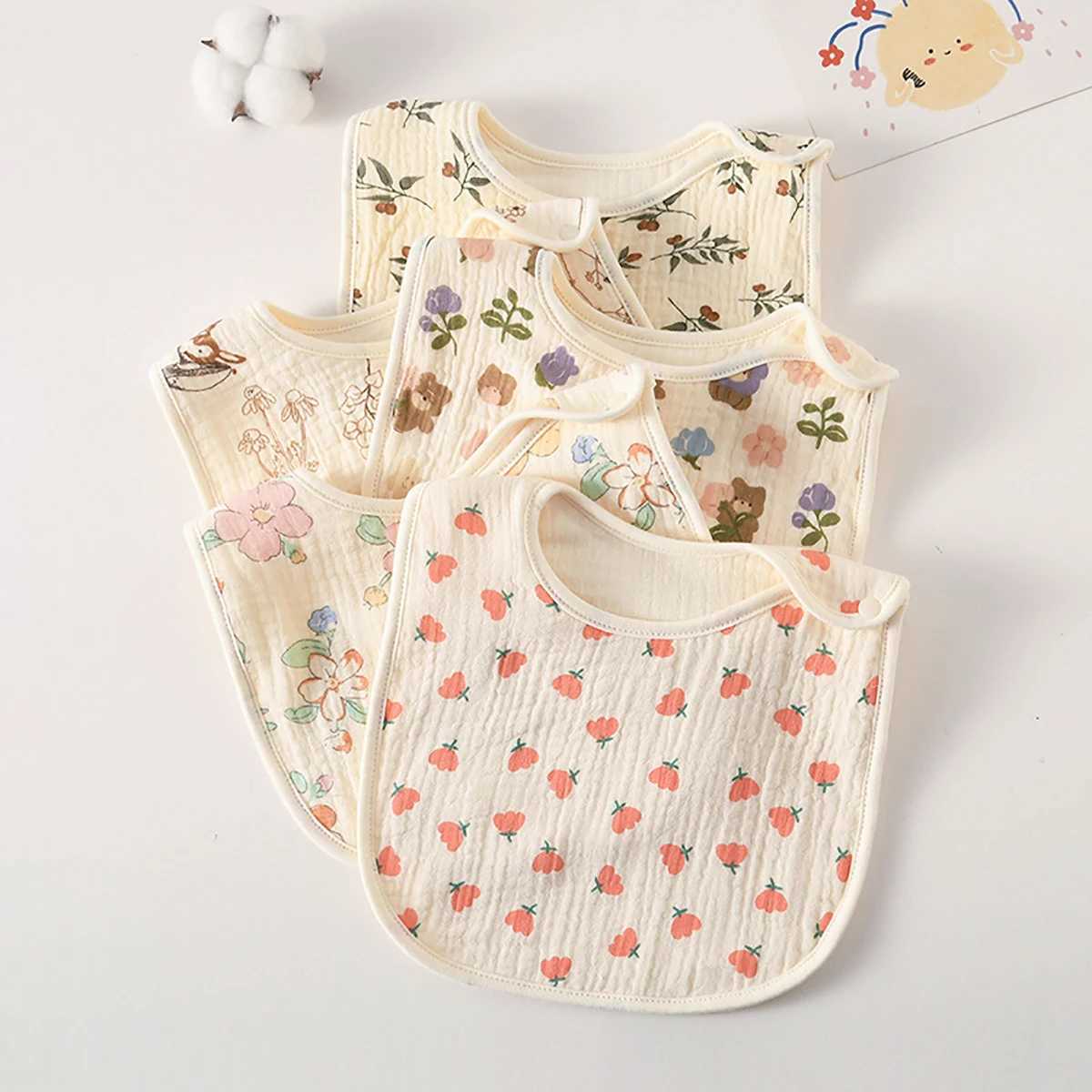 Bibs Burp Cloths New Gauze U-shaped Baby Bibs Cute 6 Layers Cotton Saliva Towel Newborn Burp Cloths Bandana Scarf for Boy Girl Feeding Drool BibL4812