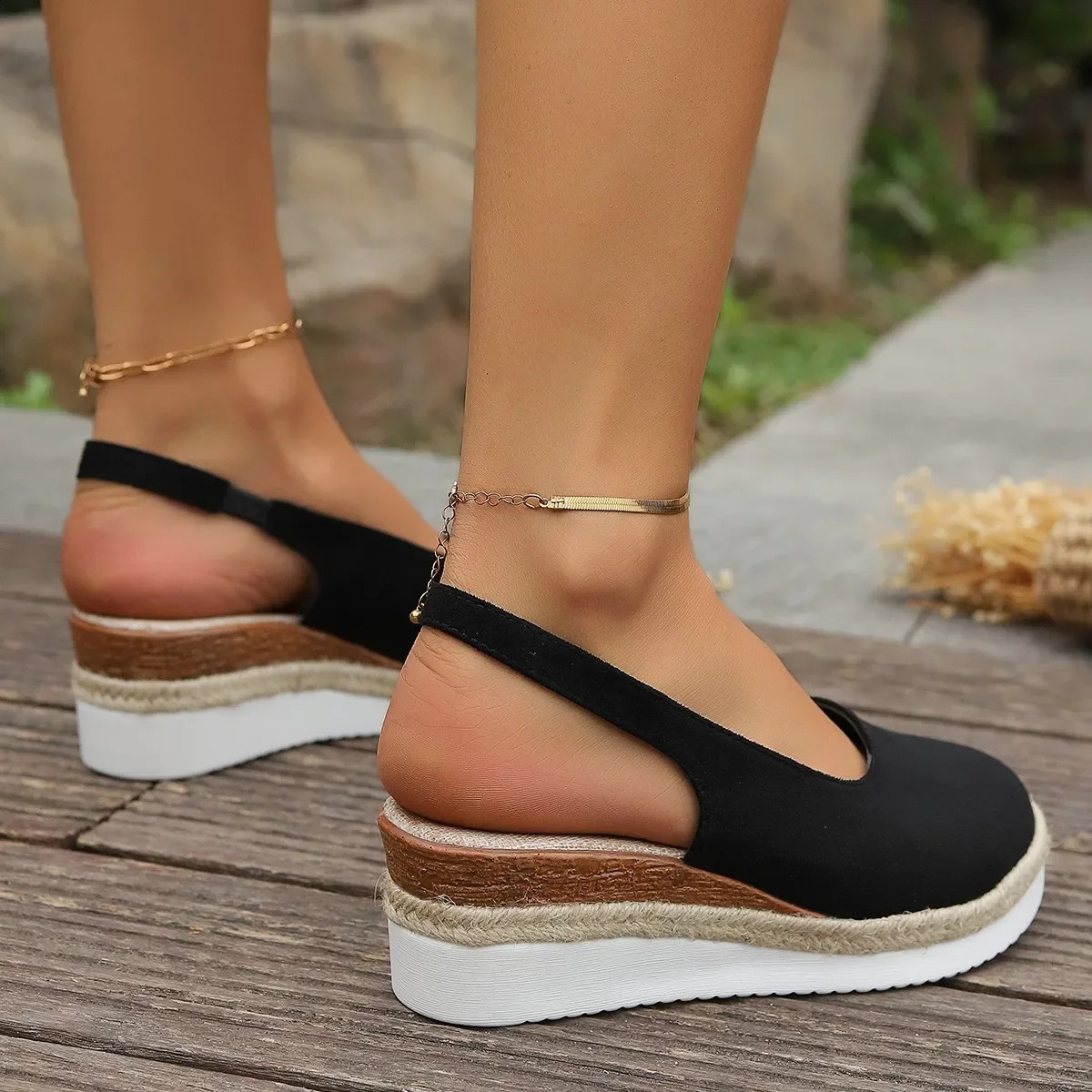 Womens summer regular wedge sandals Bohemian handmade womens casual and comfortable Espadrillles platform pump shoes Sandalia De Mujer 240813