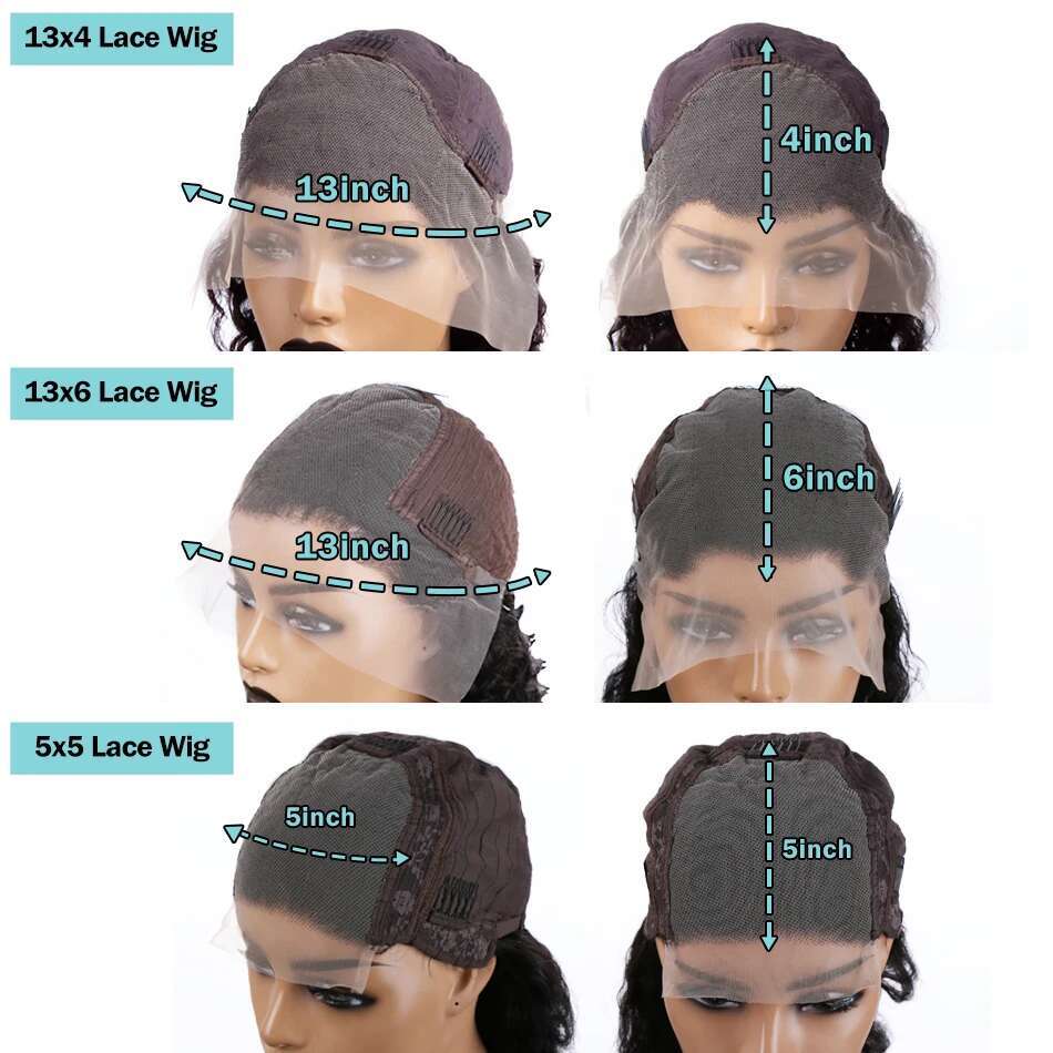 250% Deep Short Bob 13X4 13X6 Transparent Lace Frontal Human Hair Wigs Water Wave 5X5 Closure Wig For Women