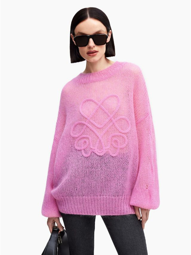 Womens Sweaters Purple Mohair Cashmere Knitted Pullover Loose Women Long Sleeve designer sweater 2024 Autumn Chic Casual