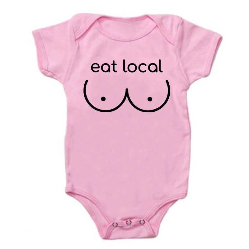 Breastfeeding Eat Local Newborn Baby Tight Clothes Fun Cotton Baby Summer Short Sleeve jumpsuit Casual Boys and Girls Onesie Clothing W240812