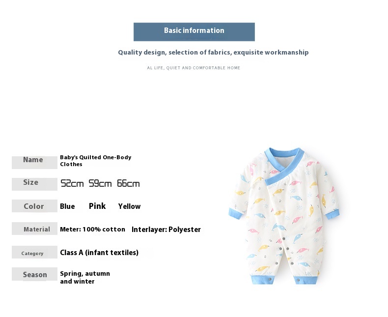 Baby cotton jumpsuit Autumn and winter baby winter monk clothes Thin cotton husky clothes for newborns plus cotton boneless butterfly clothes