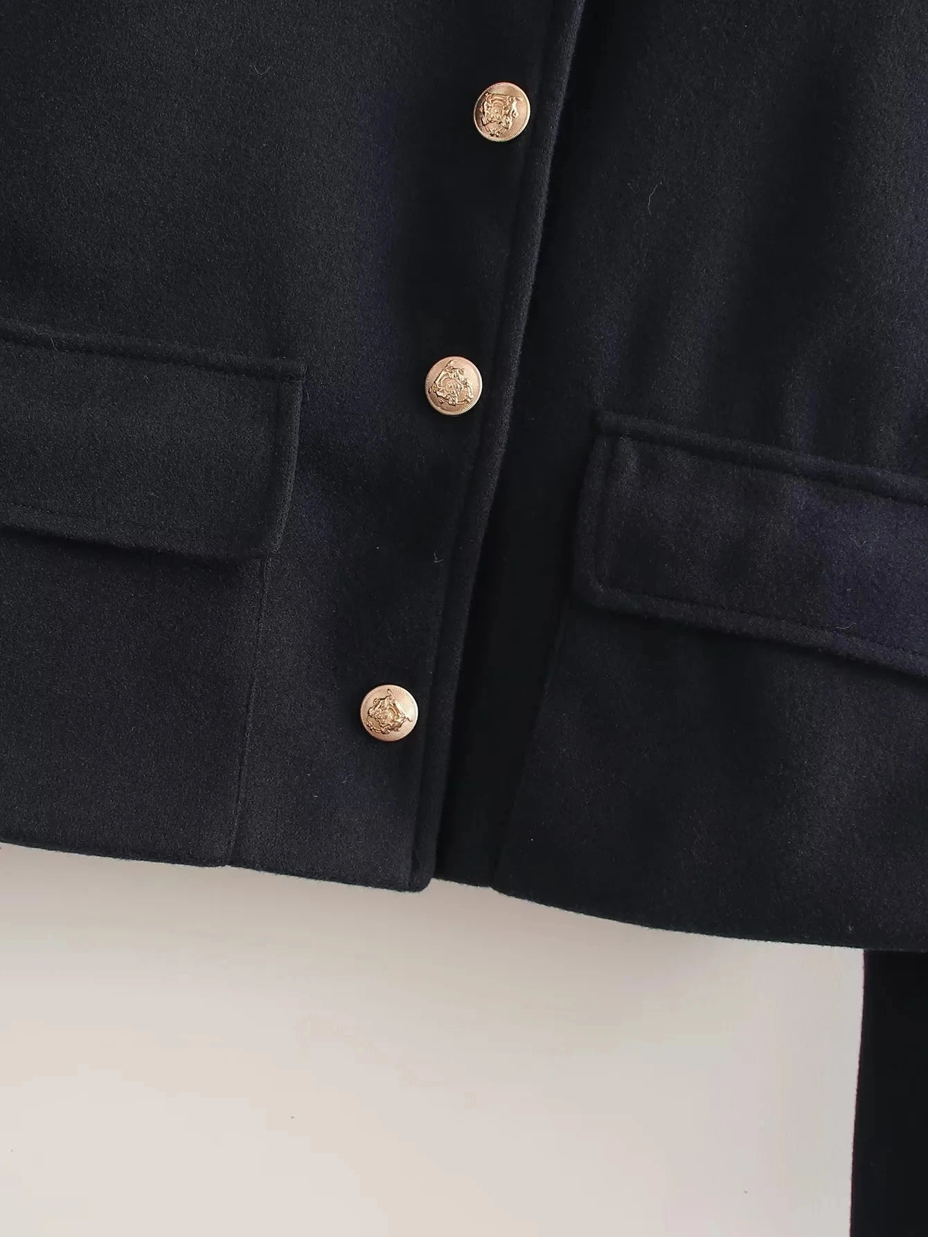 KAOPU ZA Womens Short soft tweed Casual Jacket Women Fashion Spring lapel long sleeve pocket coat 240812