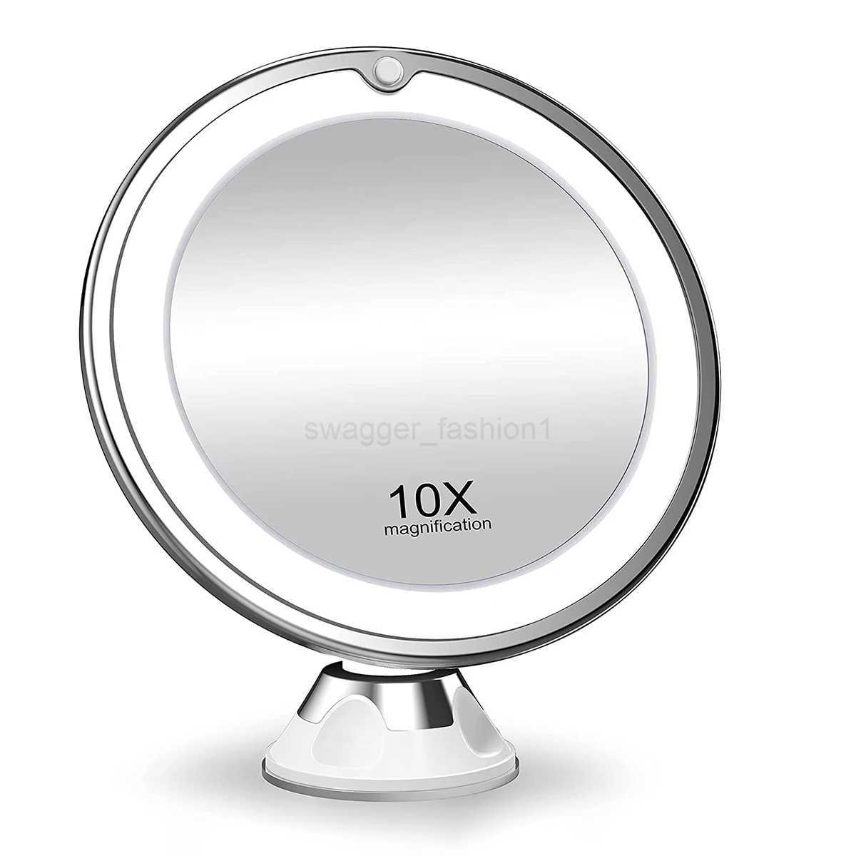 Flexible 10x Magnifying Mirror LED LightingTouch Screen Portable Dressing Table Makeup Dry BatteryXJ240813