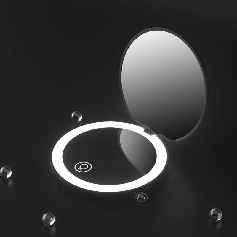 Mini Portable Folding Travel Mirror LED Light Makeup Mirror Compact Mirror 10X Magnification 2-sided Beauty Makeup Round MirrorXJ240813