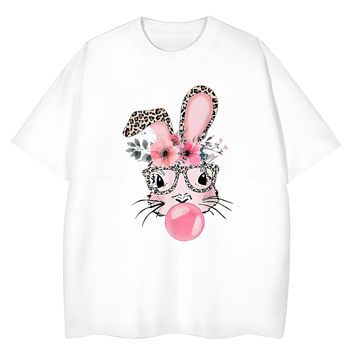 Unisex T-Shirts for Men rabbit Crew Neck Breathable Street wear Hip Hop Custom Cartoon 230g Cotton Tshirts Wholesale Polos