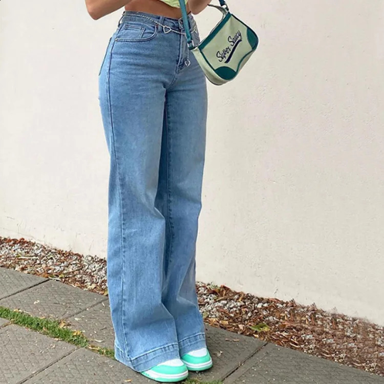Women Denim Flared Pants Casual Solid Color Stretchy High Waist Bell Bottom Jeans Streetwear Baggy Jeans For Women Trousers Y2K 240813