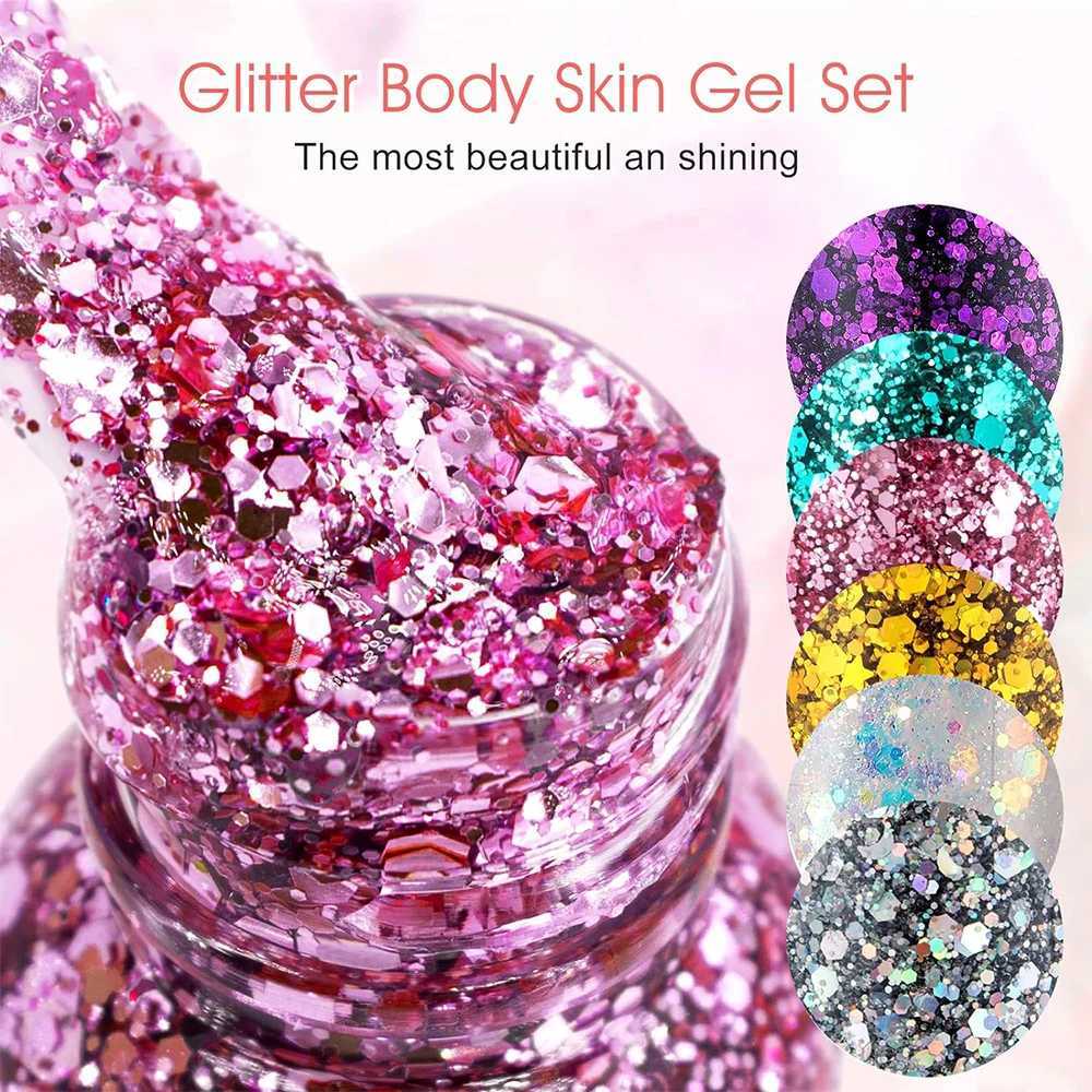 3 bottles of glitter makeup facial hair body glitter gel long-lasting glitter liquid eye shadow holiday party glitter bar makeup W240812