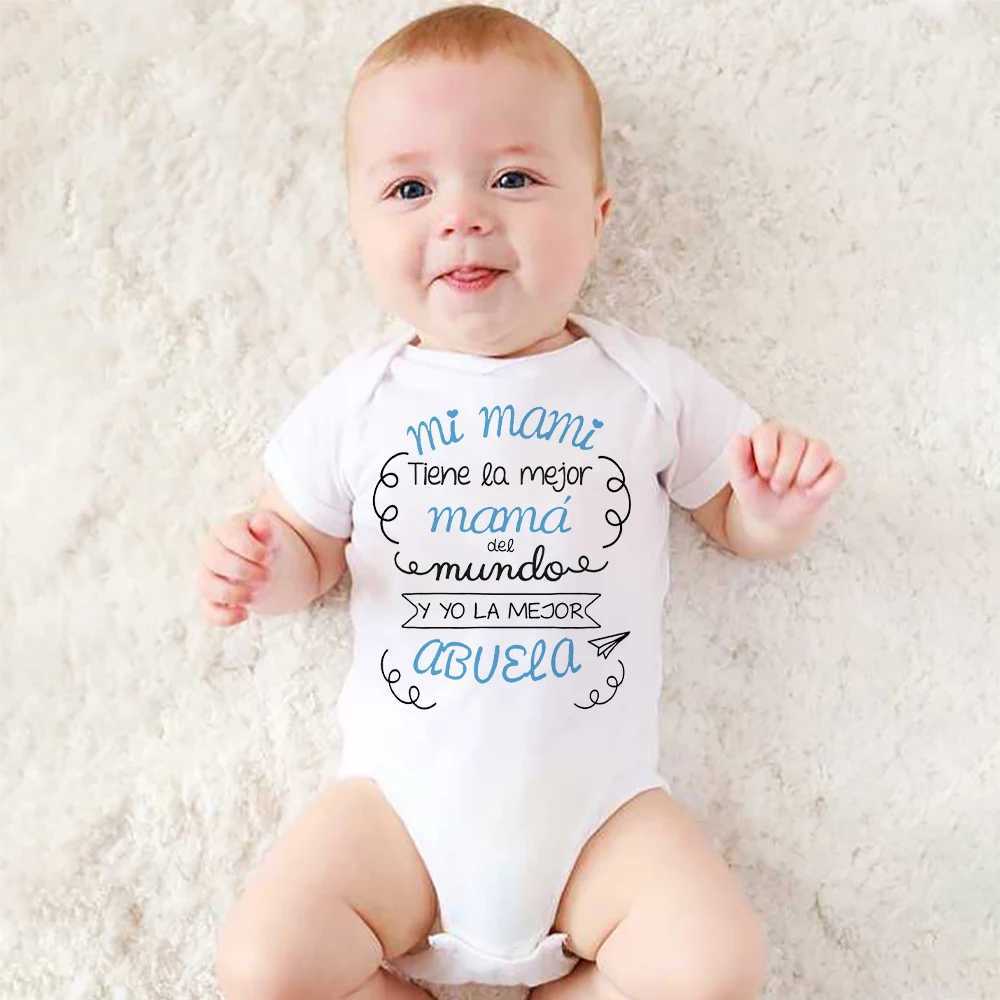 My mother is the best mother in the world. I have the best grandmother baby bodysuits baby short sleeved jumpsuits newborn jumpsuits W240812