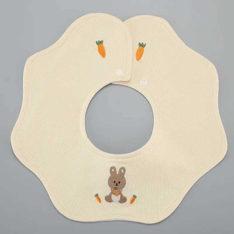 Bibs Burp Cloths Summer Cotton Waterproof Baby Bibs New Embroidery Infant Bib Newborn Burp Cloths for Kids Boys Girls Soft Feeding Saliva TowelL4812