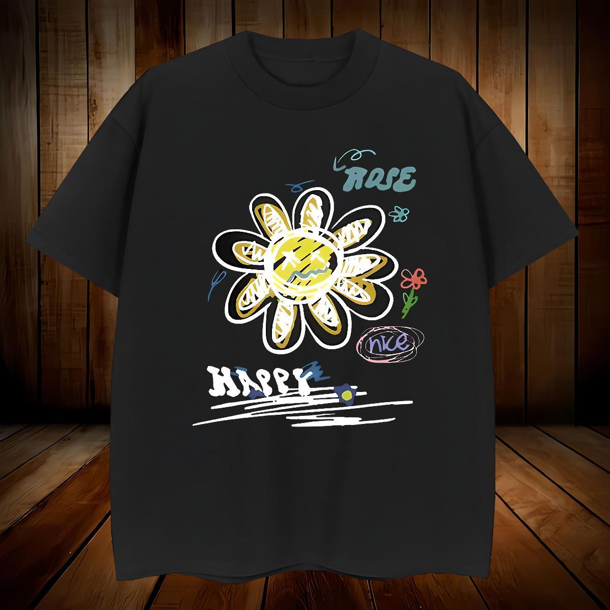 Soft flower T-Shirts for Men Hip Hop Mens Tshirts 230g Cotton Custom Crew Neck Custom Printed Clothings