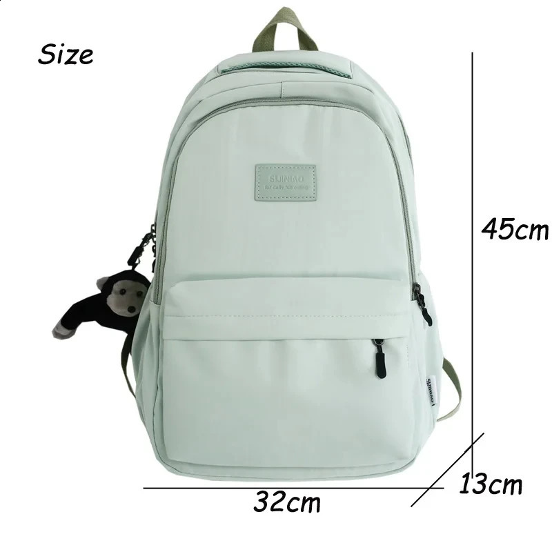 Solid color backpack womens multi pocket university casual laptop 240813