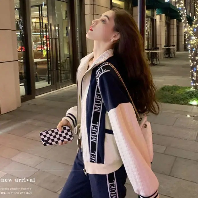 Spring Winter Women Sweater High-grade Casual Fashion Suit Plus Size Loose Small Fragrance Sports Two-piece Suit 240812