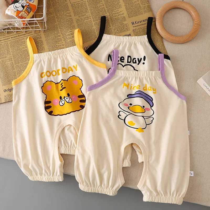 2024 New Summer Baby Mens Slimming jumpsuit Pajama Girls Open crotch Newborn Childrens jumpsuit W240812