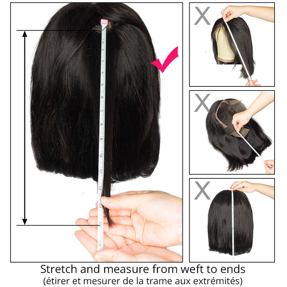 Transparent Short Straight Pre Plucked Front Human Wigs Bob 13X4 Lace Frontal Wig Remy Hair
