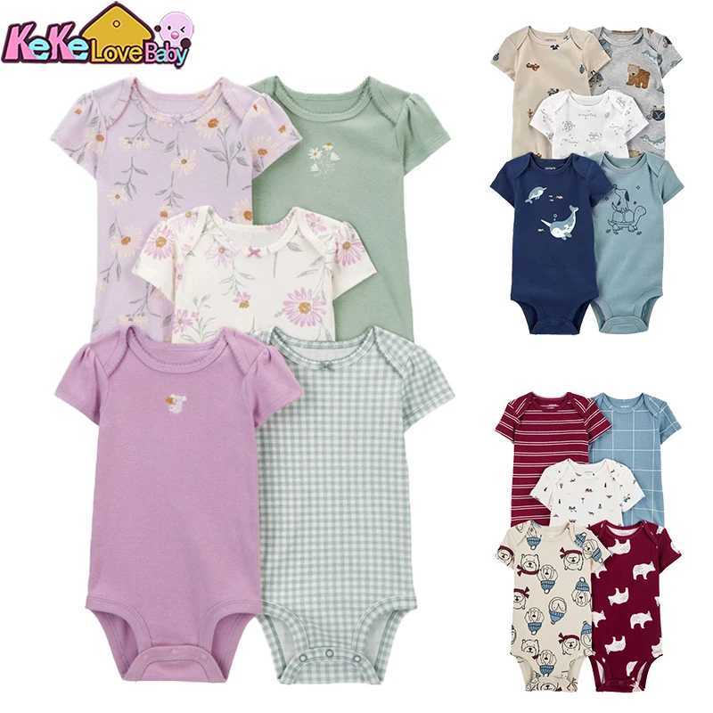 5 pieces of summer baby tight fitting clothes for girls and boys cotton newborn baby clothes pajamas baby jumpsuits cartoon baby clothes W240812