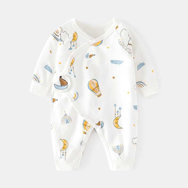 0-6M newborn girl boy jumpsuit pure cotton printed baby jumpsuit casual newborn girl clothing spring and autumn clothing new W240812