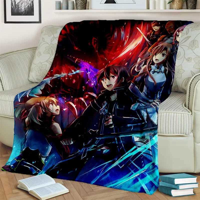 Sword Art Online SAO Novel Cartoon BlanketSoft Throw Blanket for Home Bedroom Bed Sofa Picnic Travel Office Cover Blanket KidsXJ240813