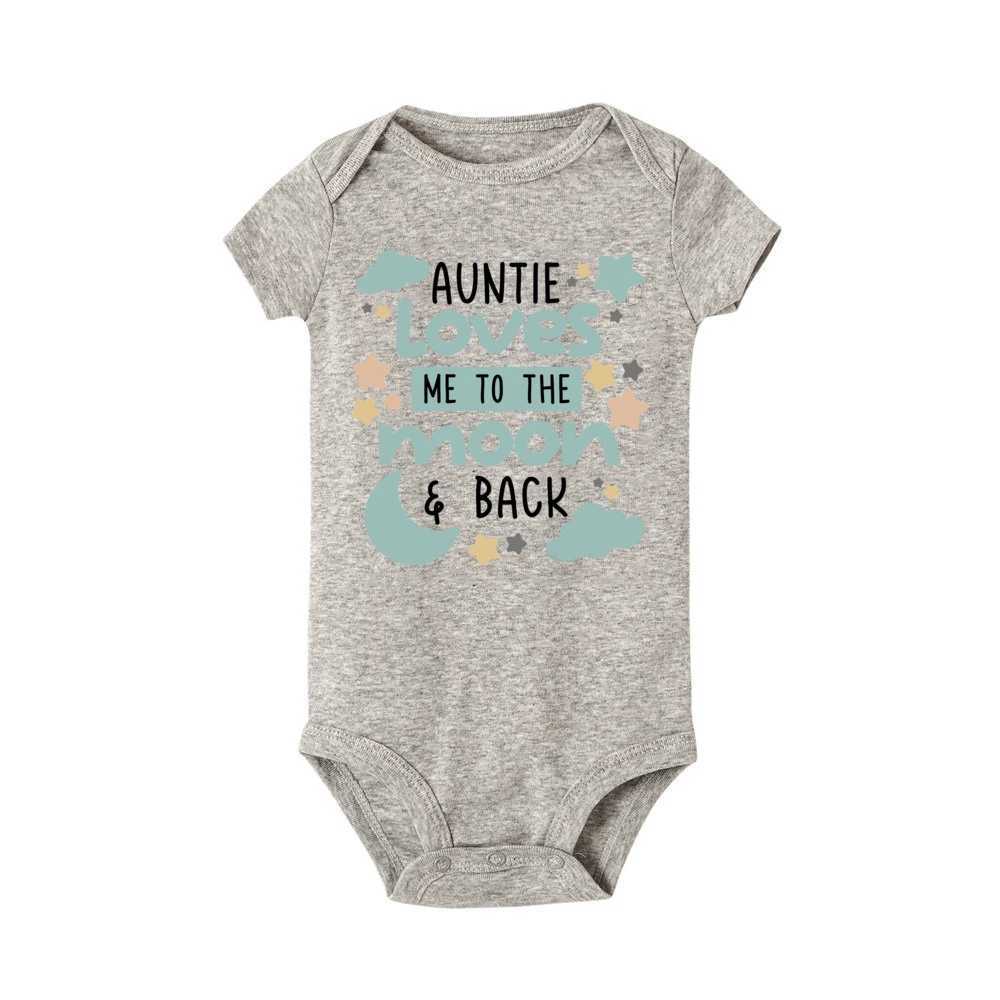 Auntie Loves Me To The Moon Back Baby Printed Childrens jumpsuit Summer newborn bodysuit Fun Auntie Baby Clothing Shower Gift W240812