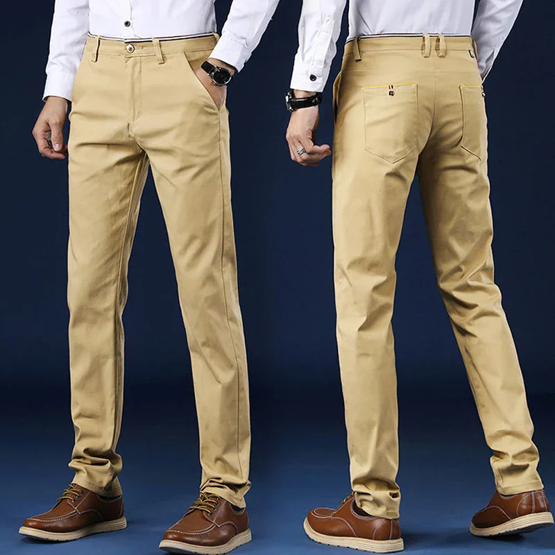 Classic Style Men Spring Summer Thin Casual Pants Fashion Business Cotton Solid Color Office Trousers High Quality Men Trousers 240813