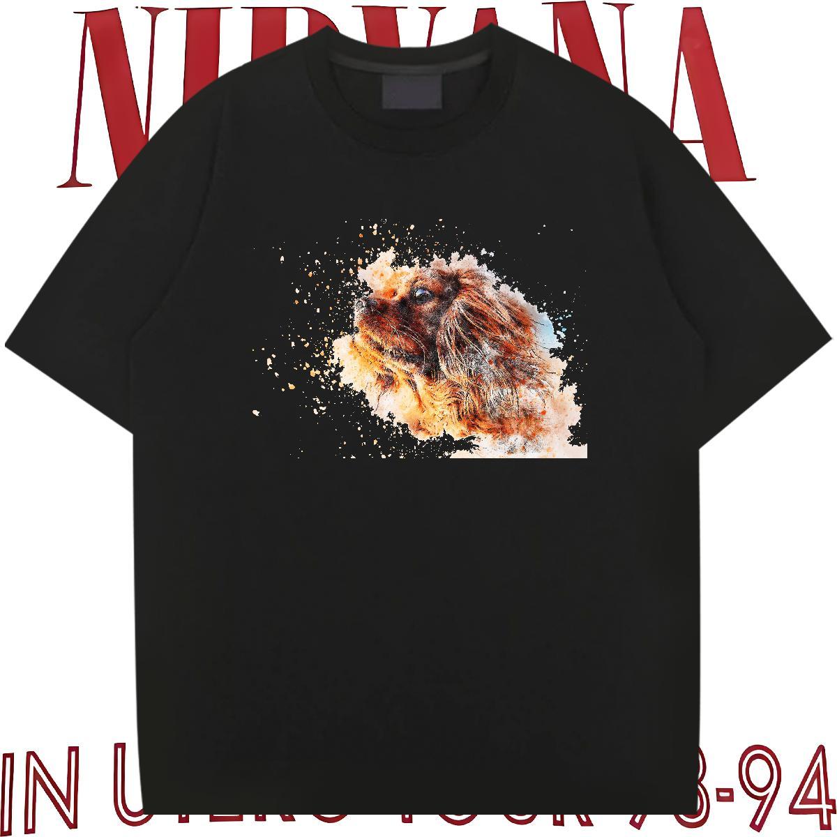 Fashion Designer Couples T Shirts dog Hip Hop 230g Pure Cotton Top Tees Crew Neck Breathable Free Shipping T Shirts Men Custom Anime