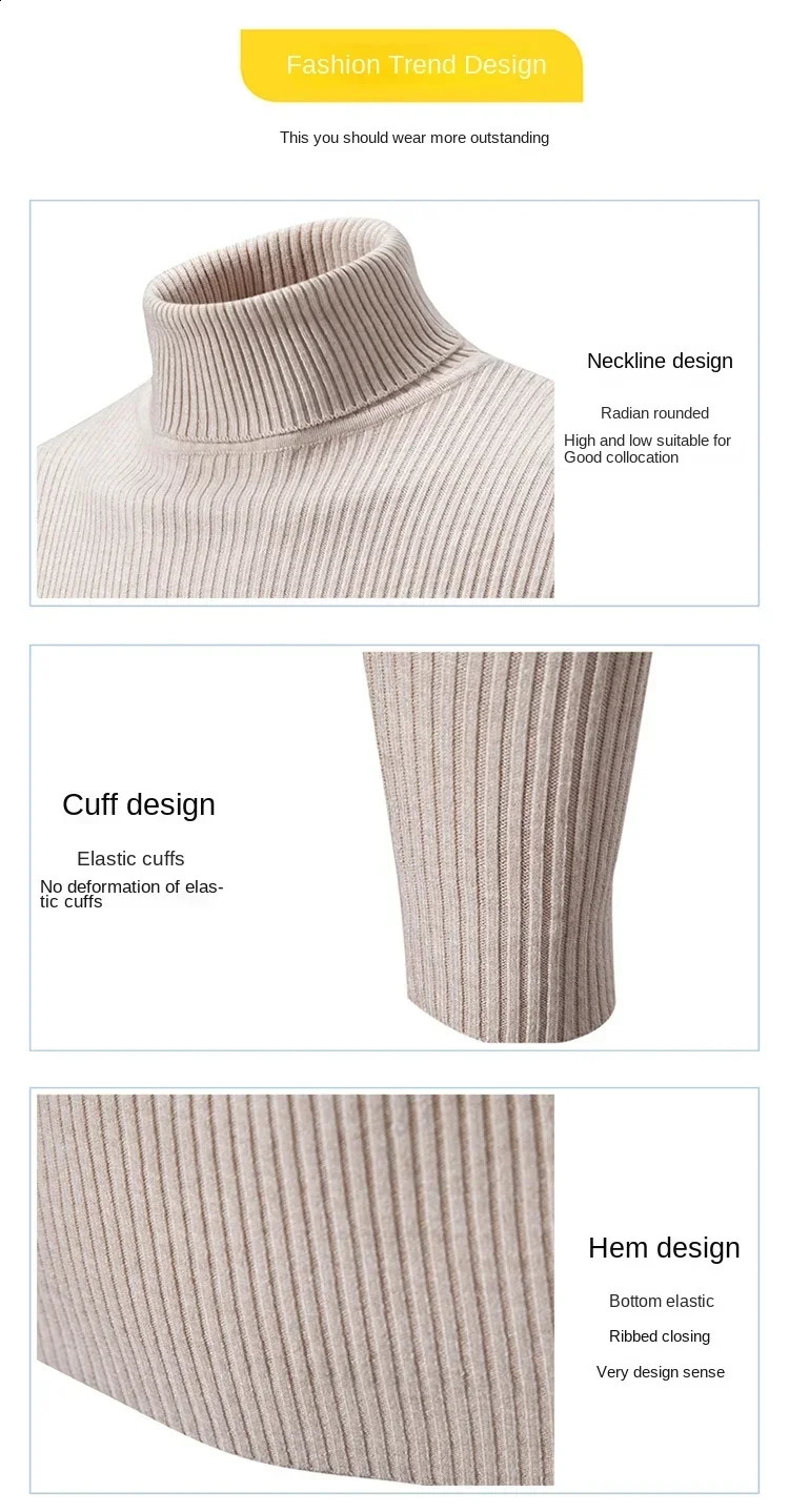 Cool trend mens high neck sweaters floral knit warm casual clothing knitted 240812