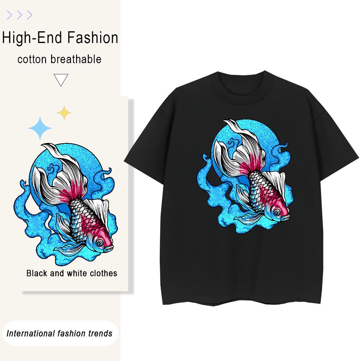 New Designer Men Clothes T-Shirt Casual Beach 230g Cotton Tops Breathable Short Sleeve Cool Design T Shirt For Man Plus Size Cartoon