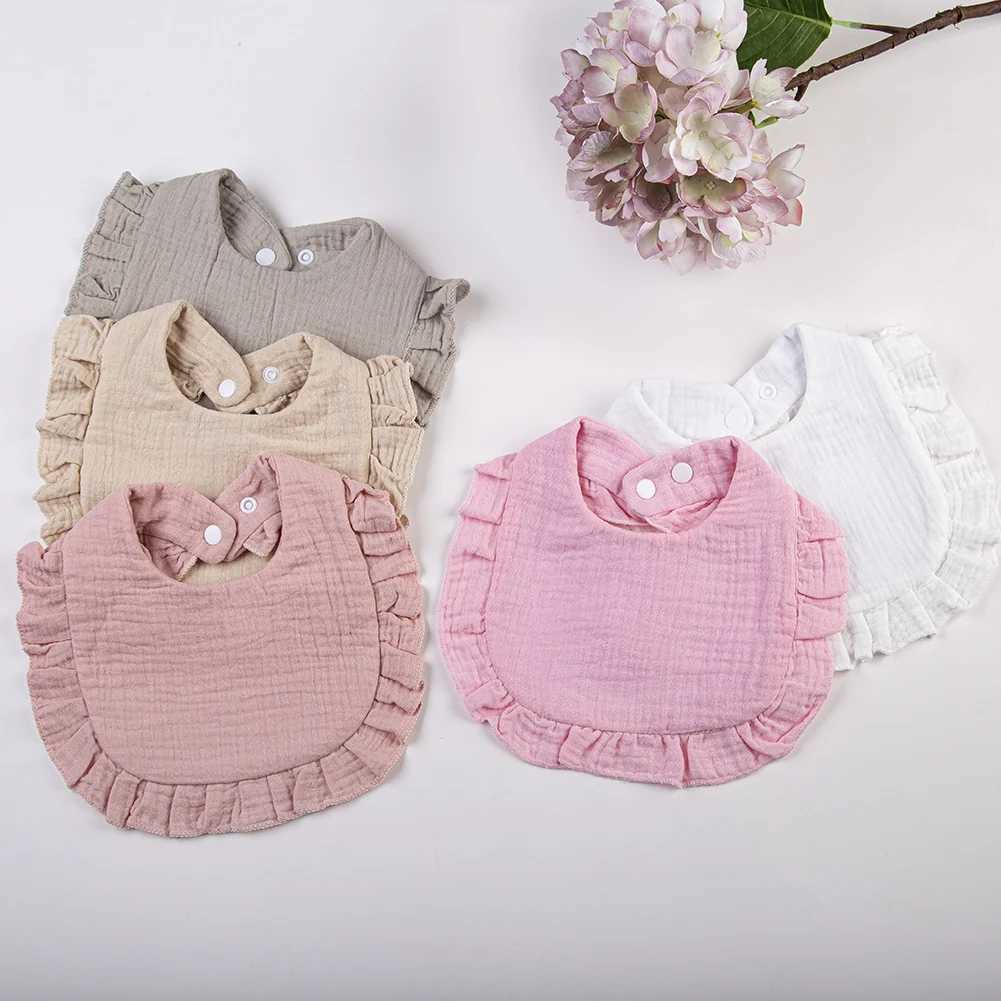 Bibs Burp Cloths Solid Baby Bibs Adjustable Snap Saliva Towel Ruffled FrilEdge Muslin Cotton Burp Cloths A Grade Infant Boys Girls Feeding ScarfL4812