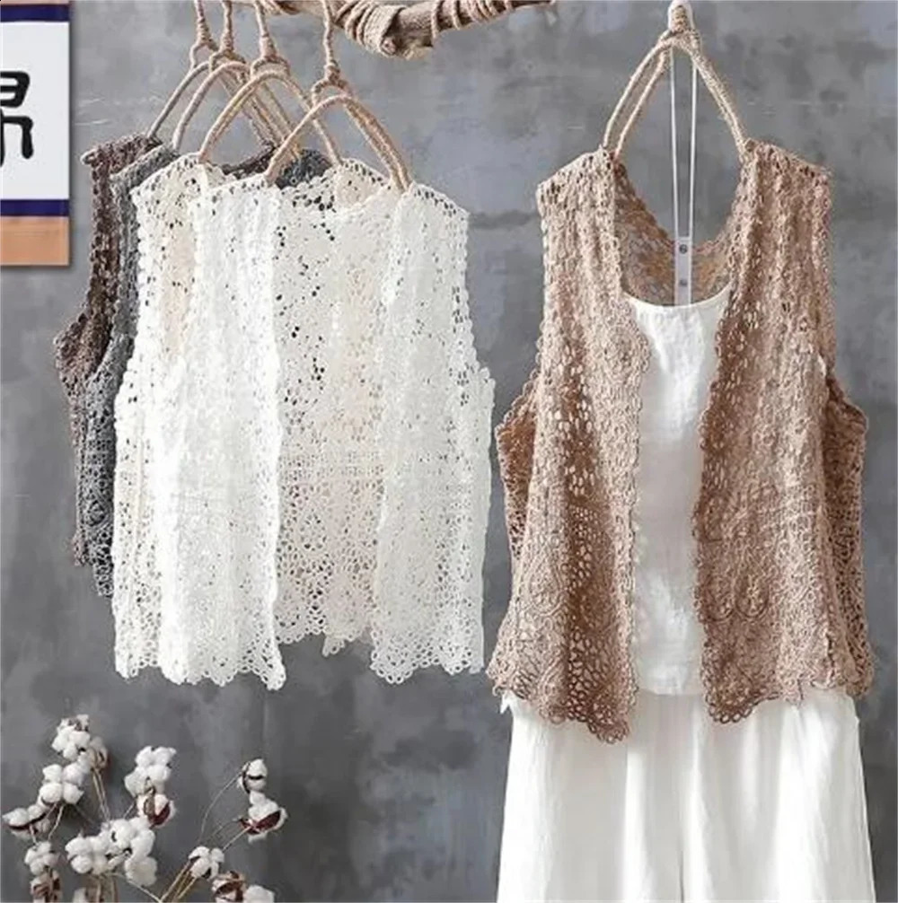 2024 Summer Loose-fitting Cardigan Ladies Air-conditioning Shirt Korean Fashion Hollow Out Knitting Clothing Womens Coat 240813