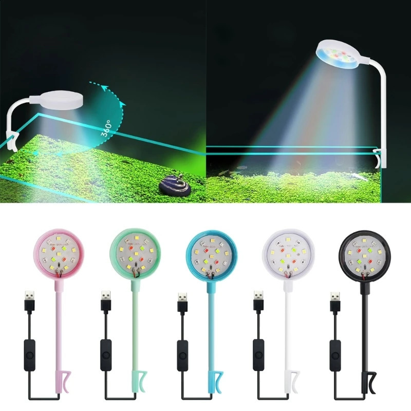 Aquarium Fish Led Light Clip on Small Grow Light Rotatable Landscape Lamps 240812