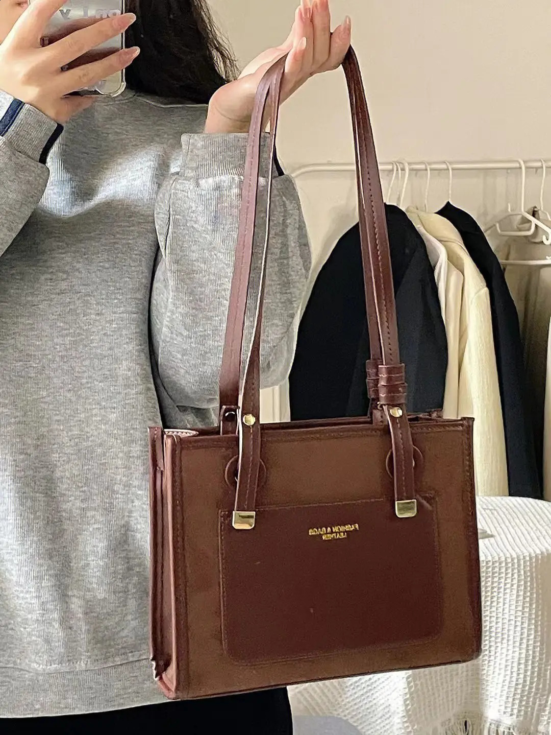 JIAERDI Vintage Square Messenger Bag Women Leather Casual Large Capacity Y2k Handbag Ladies Harajuku Brown Shoulder Tote Bags 240813
