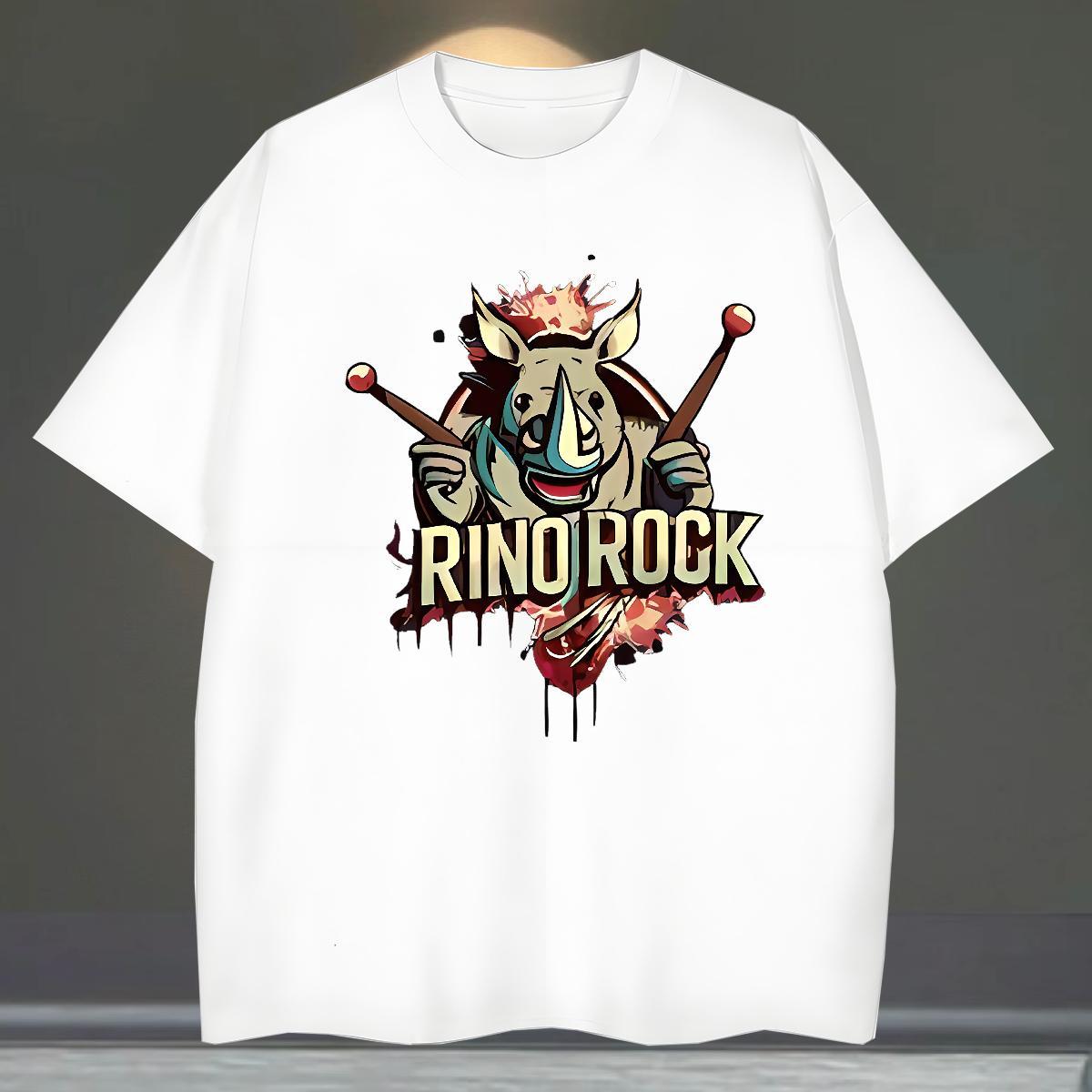 Fashion Tshirts rhinoceros Summer Casual 100% Cotton 230g Polos Breathable Crew Neck Cool Design T-Shirts Asian Size