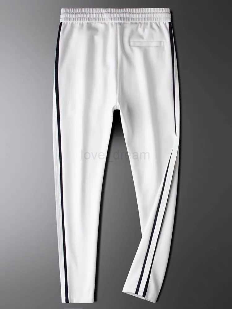 European fashion contrasting color patchwork casual pants mens spring summer high-end cotton comfortable straight sports pantsXJ240813