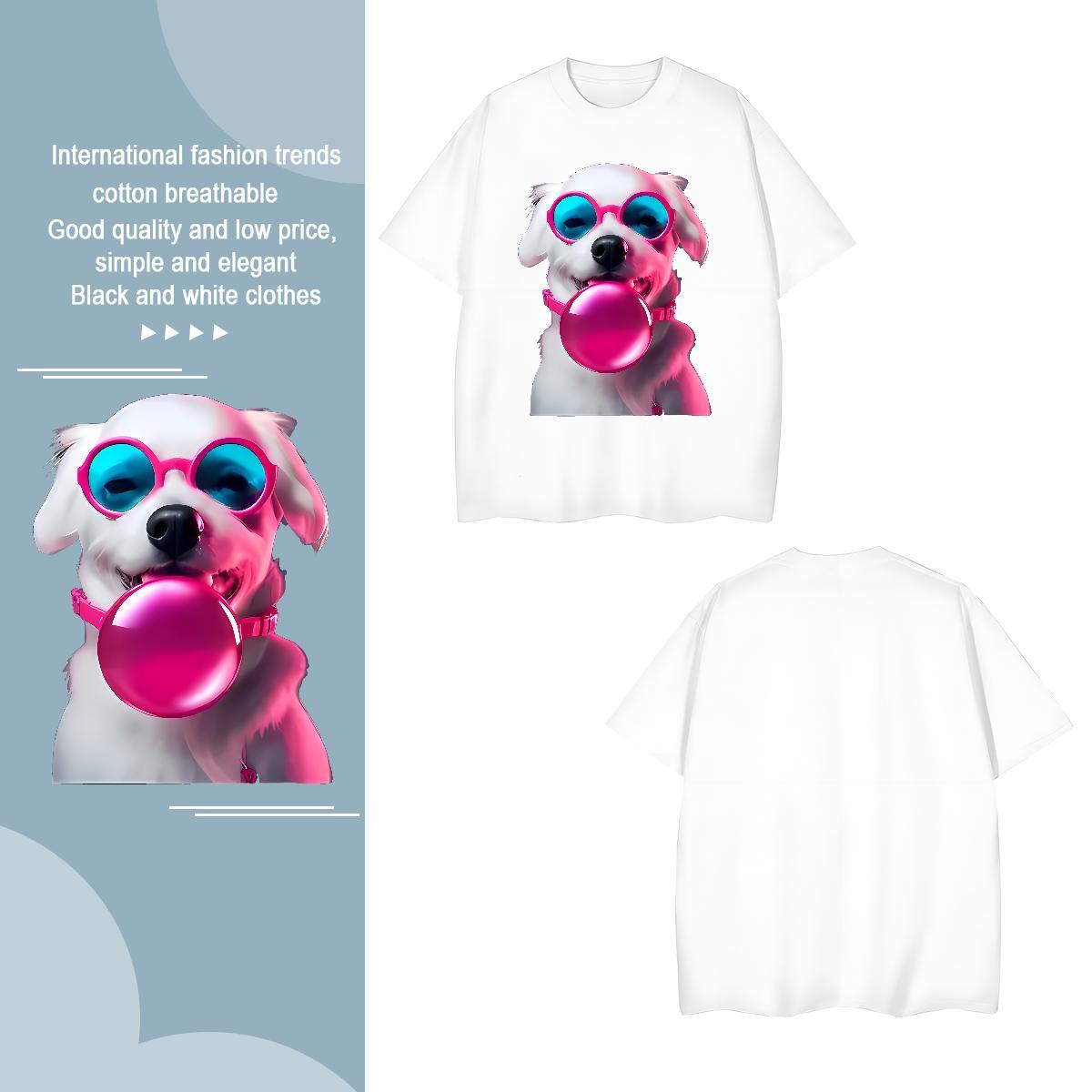 T Shirts Men 230g Cotton Casual Beach Breathable Plus Size Cartoon Tshirt for Man Woman 2024 DIY Unisex Tees Shirts