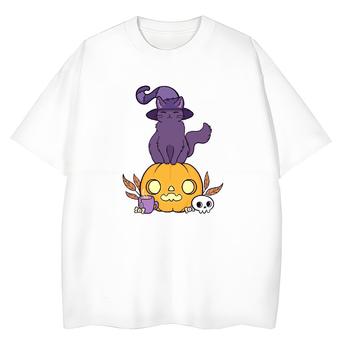 Cool Design T-Shirts for Men pumpkin Breathable Casual Custom Cartoon 230g Pure Cotton Men Clothes T-Shirt DIY Customized Tops Tees