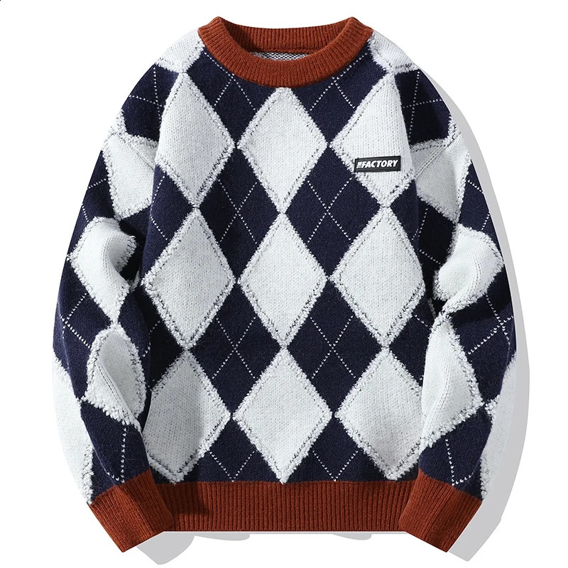 2024 AutumnWinter Fashion Trend Printed Thick Warm Sweater Mens Casual Loose Comfortable High Quality Plus-Size Sweater 240812