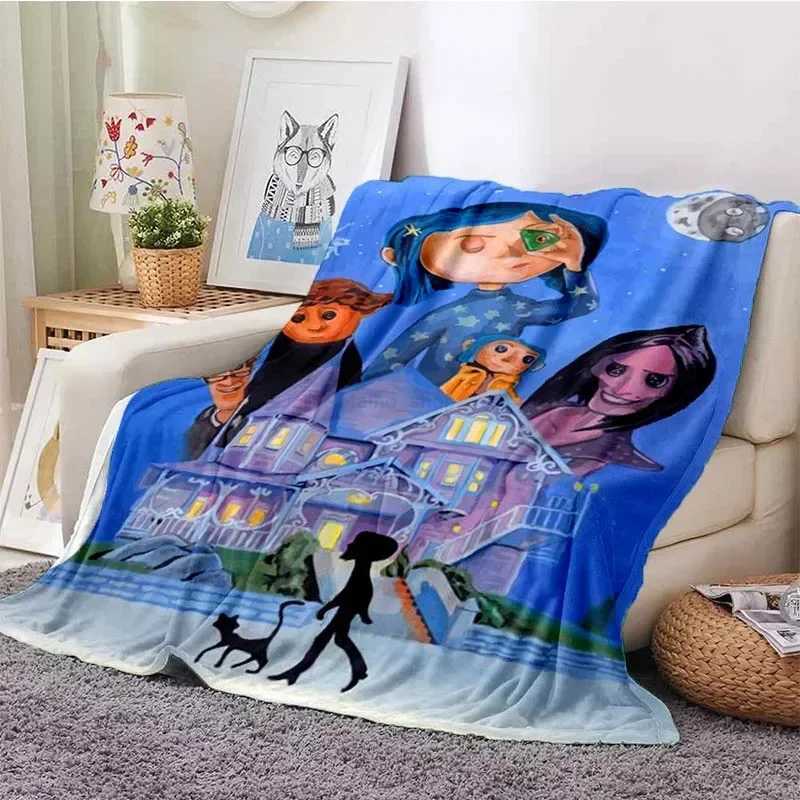3D Print C-Coraline Animate Movie BlanketWarm and Soft Blanket For Couch Sofa Office Home Travel Camping Birthday GiftXJ240813