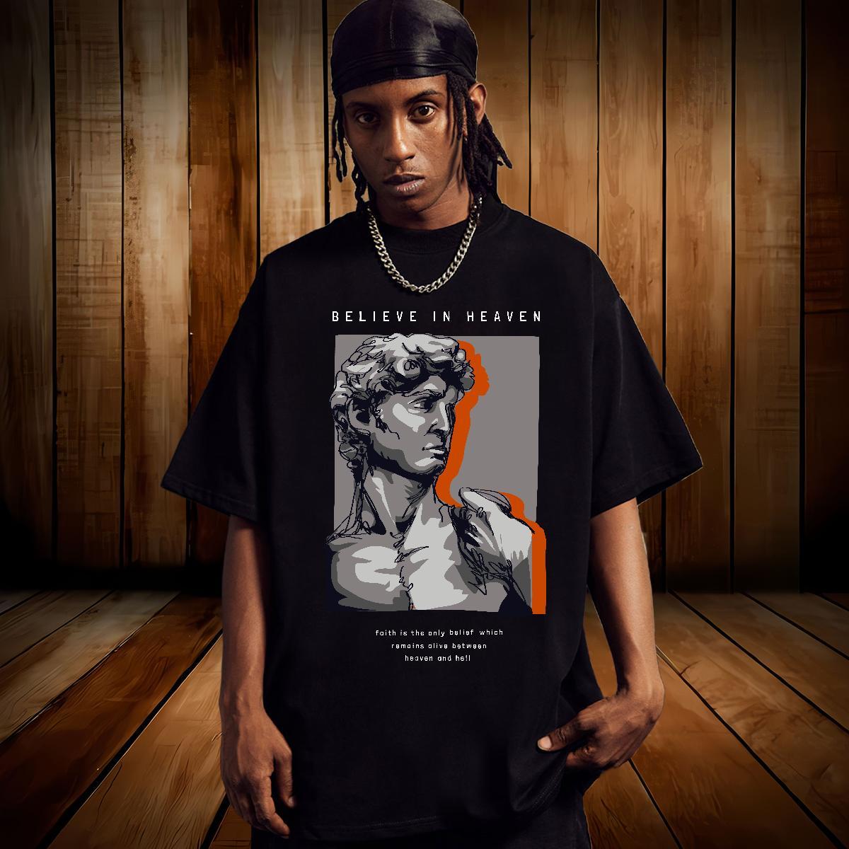 T Shirts Men 230g Cotton portrait Spring Summer Breathable Short Sleeve Oversized 3XL 4XL Men Tops Tees 2024 Summer Comfortable Tshirts