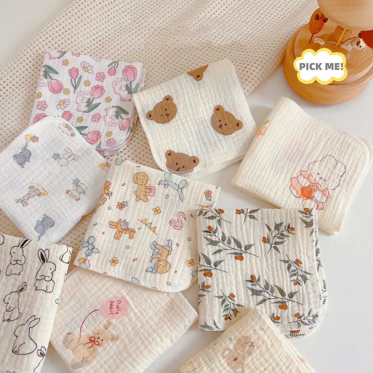 Bibs Burp Cloths New Cute Baby Cotton Gauze Feeding Saliva Towel Kerchief Soft Cartoon Burp Cloths Newborn Bib Bathing Towel for Boy Girl BibsL4812