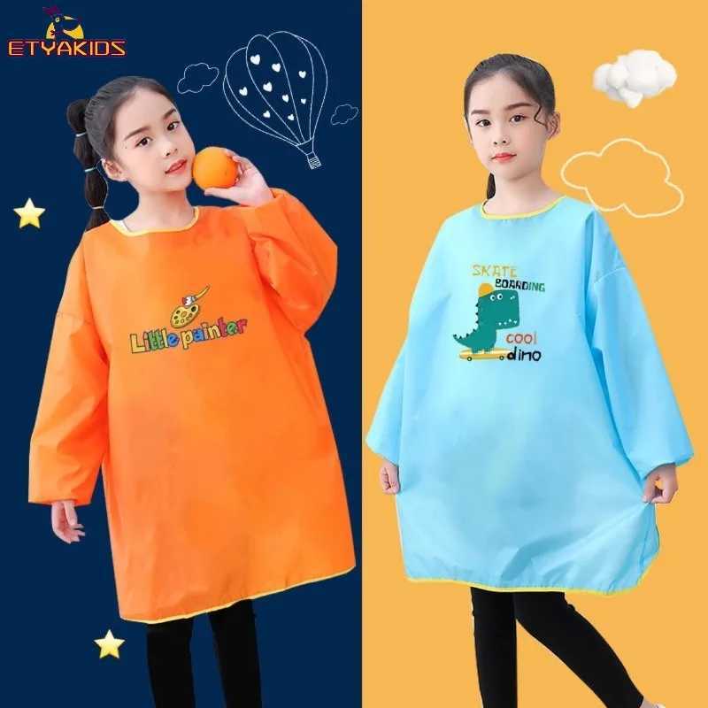 Bibs Burp Cloths New Baby Boy Girl Feeding Bibs Long Sleeve Apron Waterproof for Kids School Painting Drawing Children DIY Art Scraft Smock 1-12TL4812