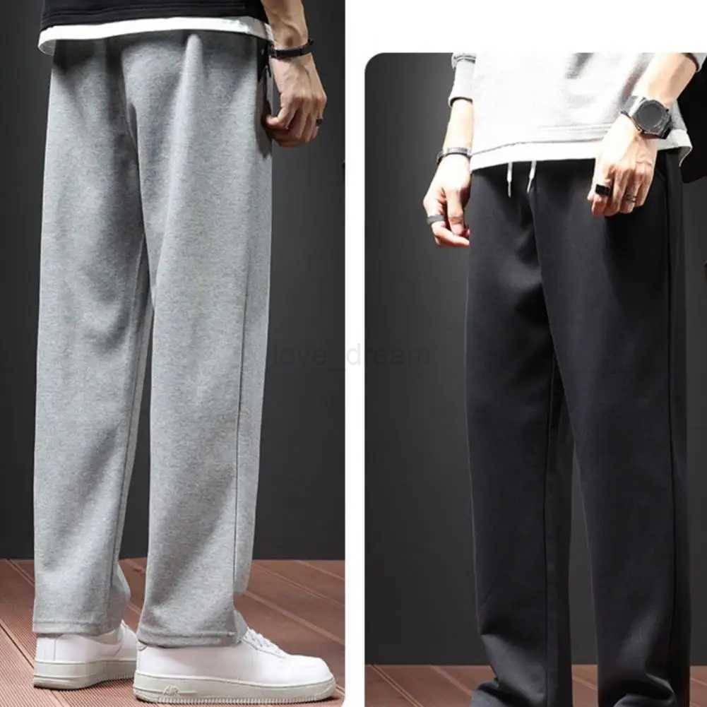 Straight Track Trousers Mens Autumn Casual Jogger Pants Loose Wide Leg Sweatpants with Drawstring Elastic Waist for FashionableXJ240813