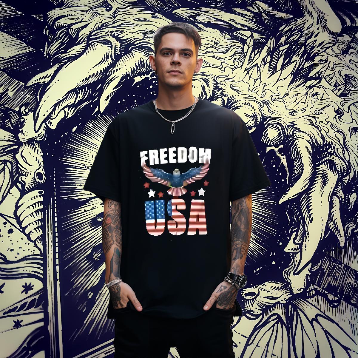 Fashion Casual Mens Tshirts eagle Street Casual 230g 100% Cotton Clothings Short Sleeve O-Neck TOP Quality T-Shirts Custom Printed