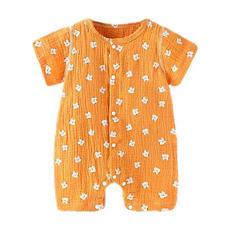 Baby summer clothing newborn jumpsuit baby girl boy thin cotton short sleeved jumpsuit W240812