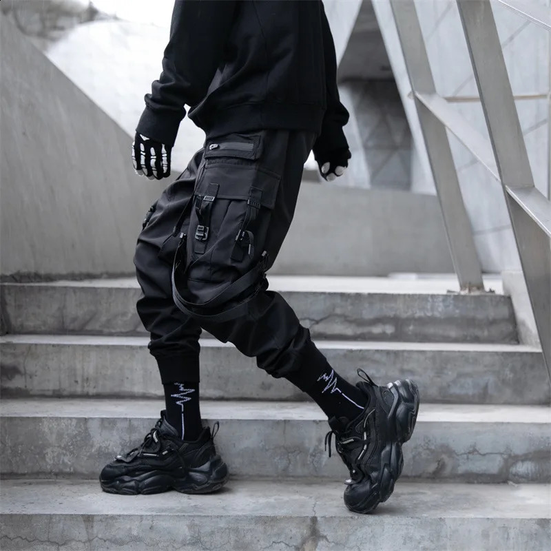 2024 multi pocket cargo pants mens Y2K tactical and technical clothing foot pants punk style casual umbrella pants240812