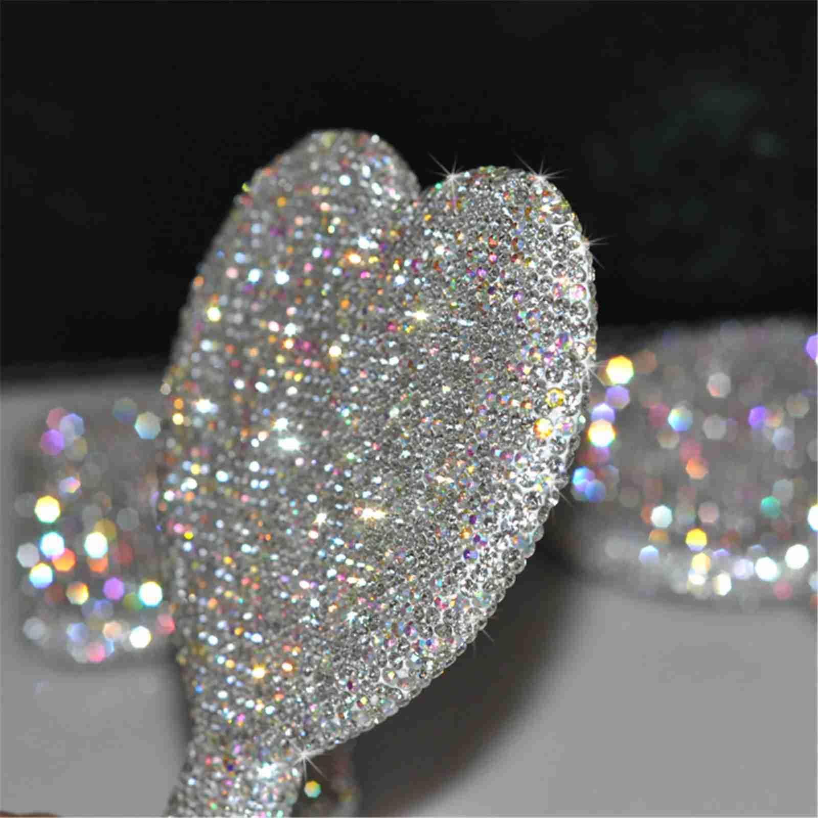 Womens Makeup Compact Mirror Sticking Diamond Hand-held Mirror ABS Fashionable High-end Beauty Handle Mirror Cosmetic MirrorXJ240813
