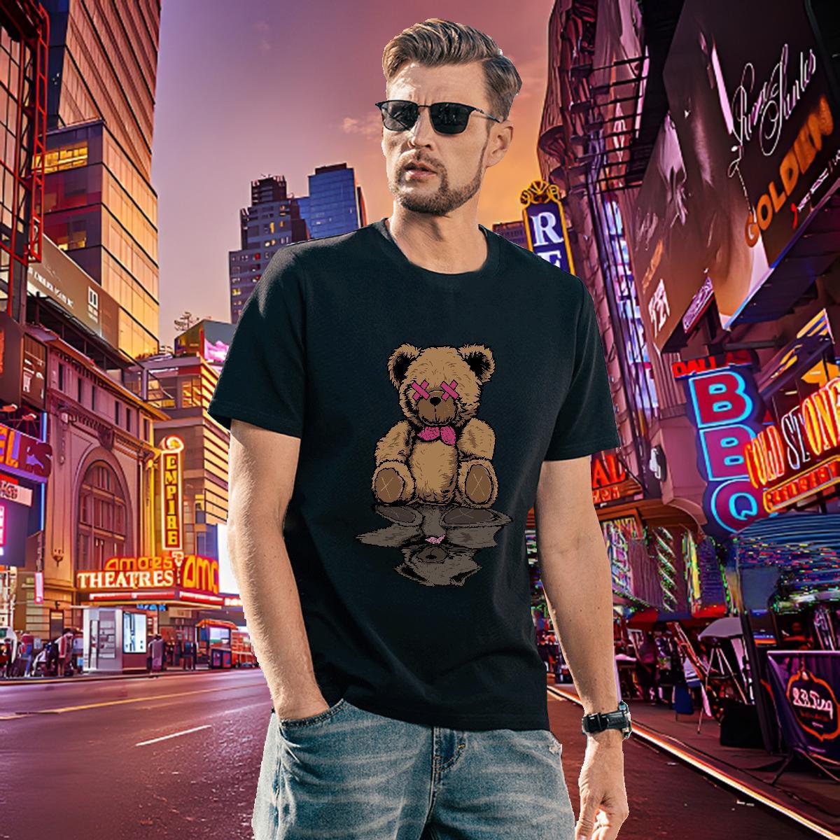 Soft T shirt bear Breathable Crew Neck Daily Wear Customized Print 100% Cotton 230g Men Tshirts Fashion Designer Tees Shirts