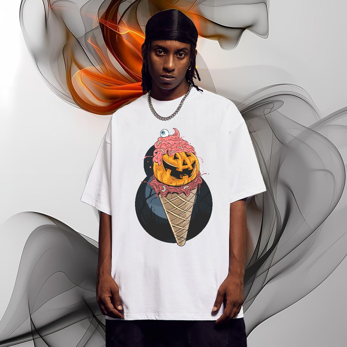 Free Shipping T-Shirts for Men Halloween Breathable Hip Hop Street DIY 230g 100% Cotton Men Tshirts New Top Tees