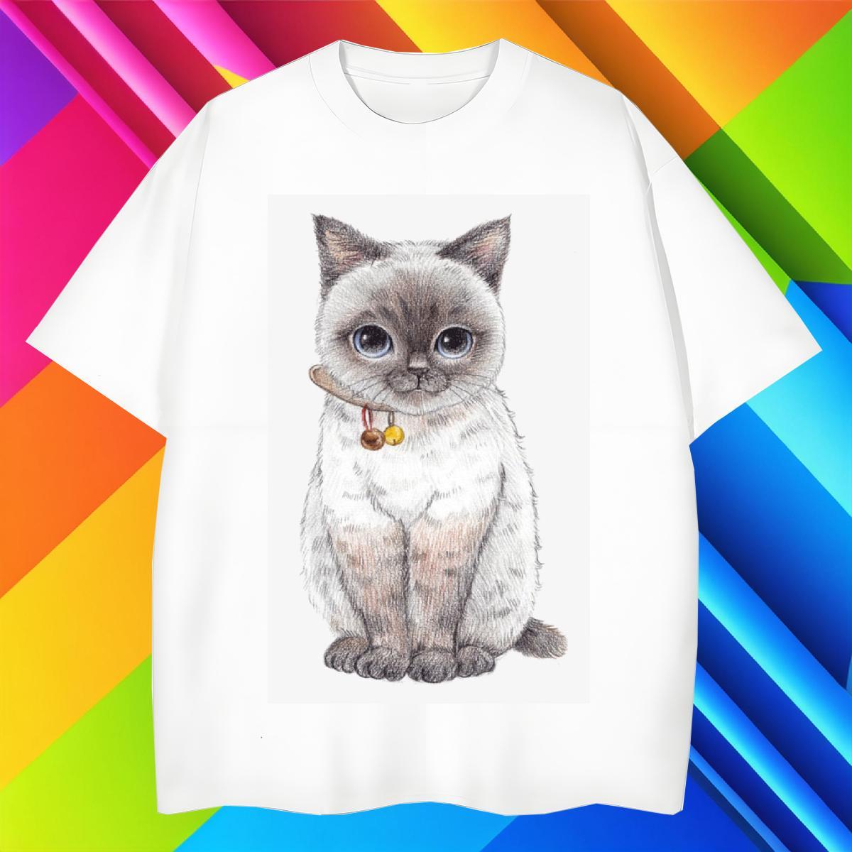 Unisex T Shirts Men cat Crew Neck Breathable Casual Custom Big Size 230g Pure Cotton Men Tops Tees 2024 New Tops Shirt