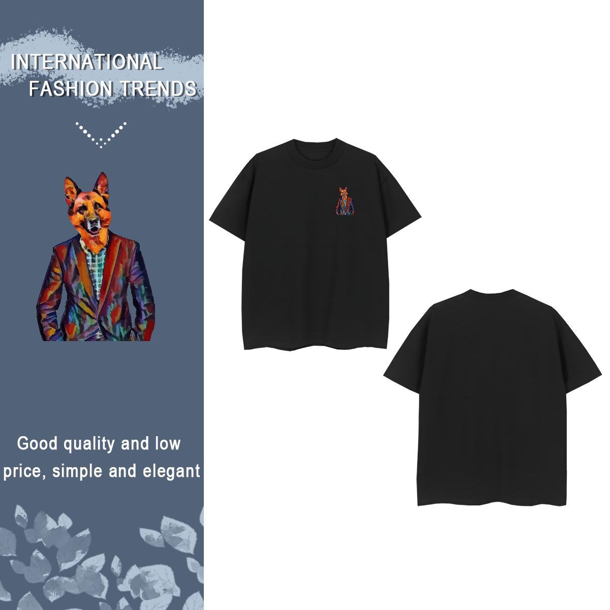 Loose Fit Dog Men T Shirts Street Wear Men Tops Tees 100% Cotton 230g Classic O-Neck Short Sleeve Black Oversized Tshirts